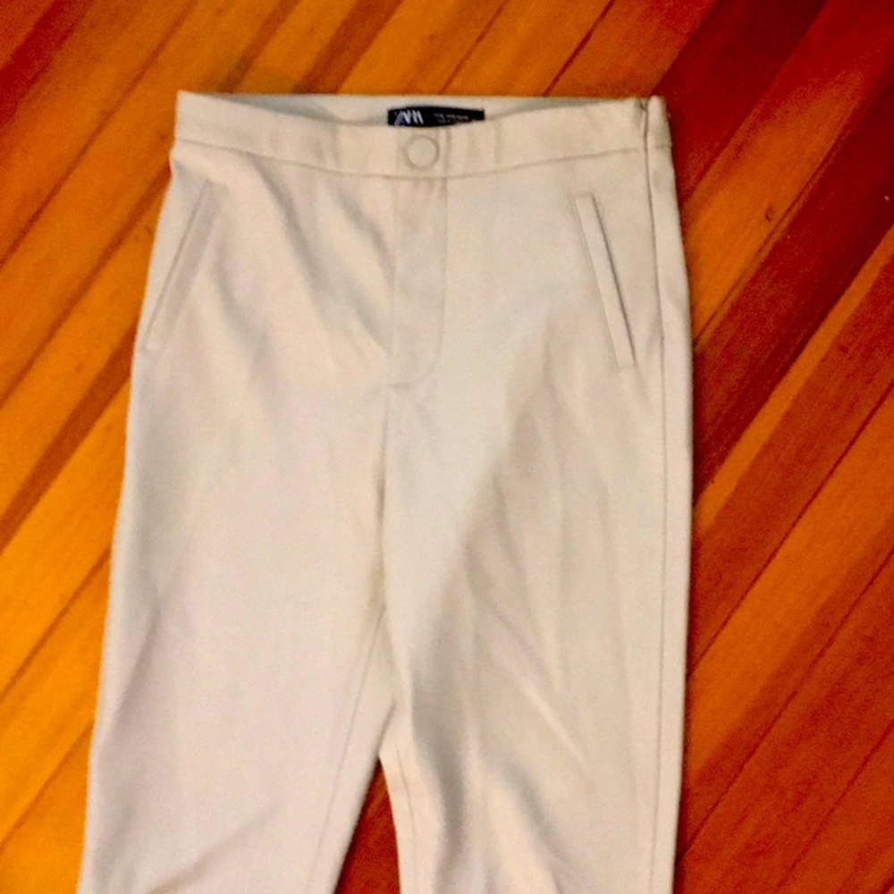 Zara Cream Skinny Pants Leatherette